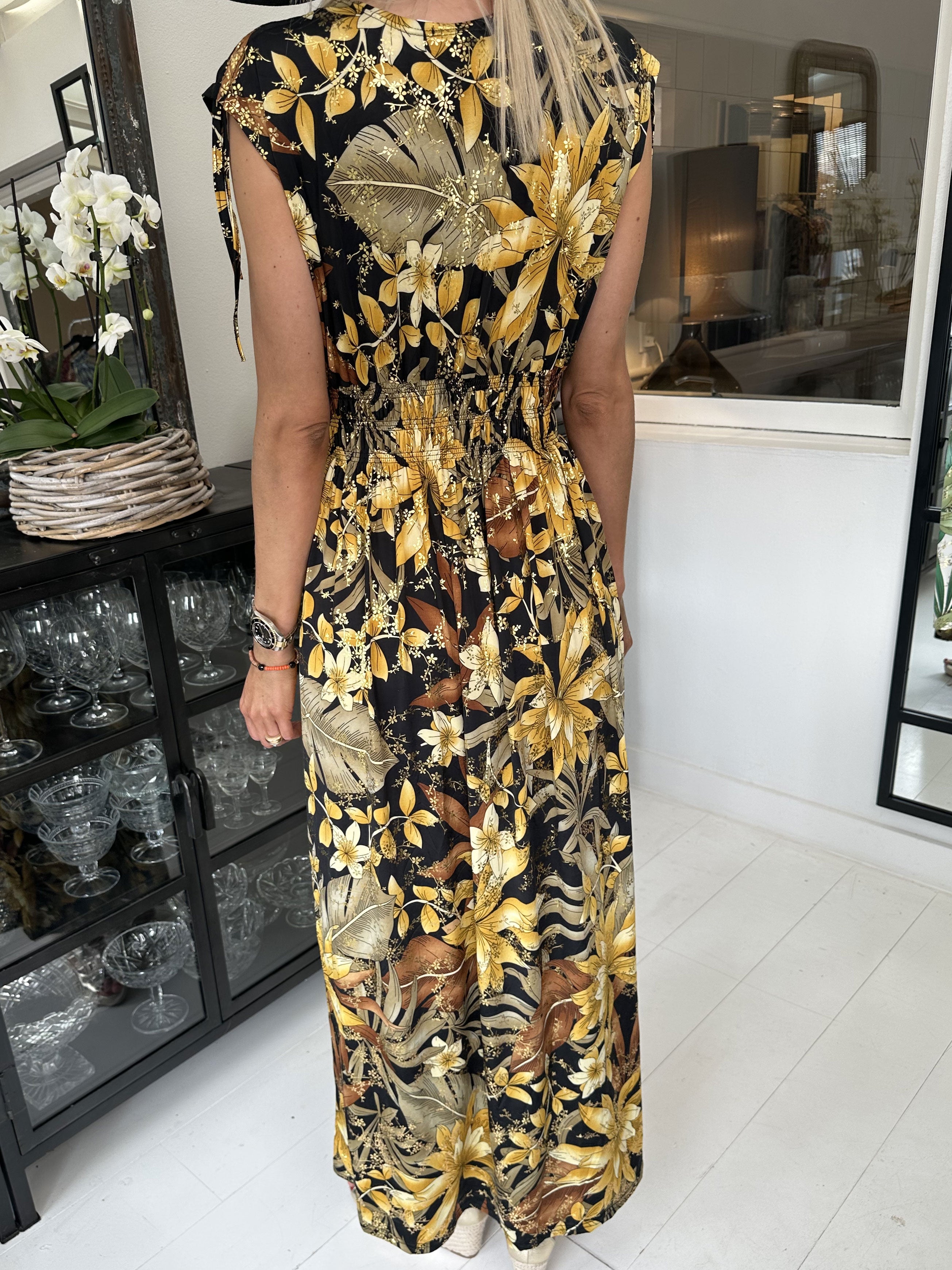 Pams Sleeveless - Lang elastisk kjole i krølfrit stof